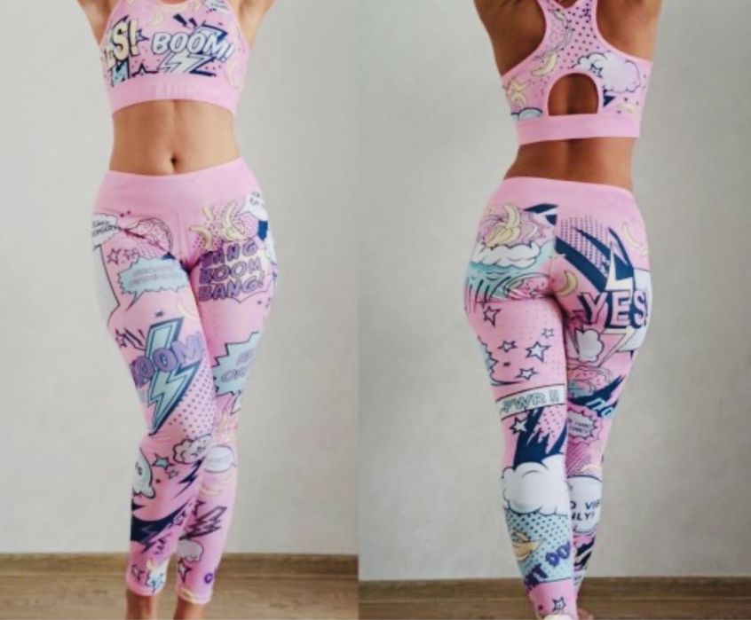 Женский костюм для бега и йоги с мультяшным принтом Banana Boom