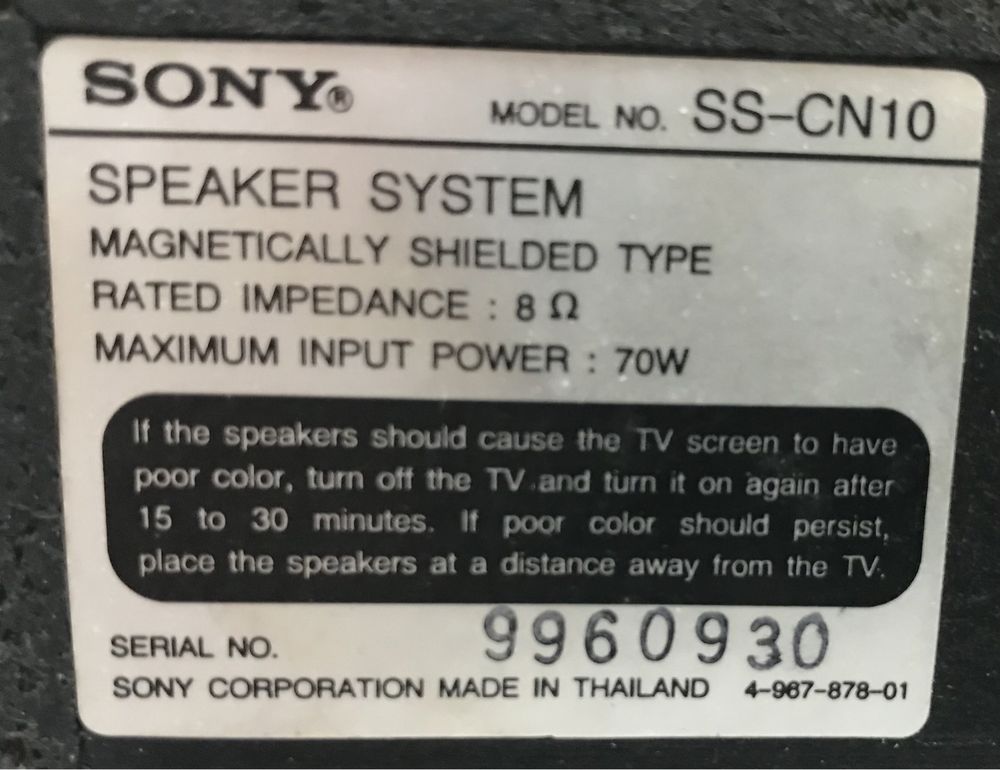 SONY coluna central SS-CN10