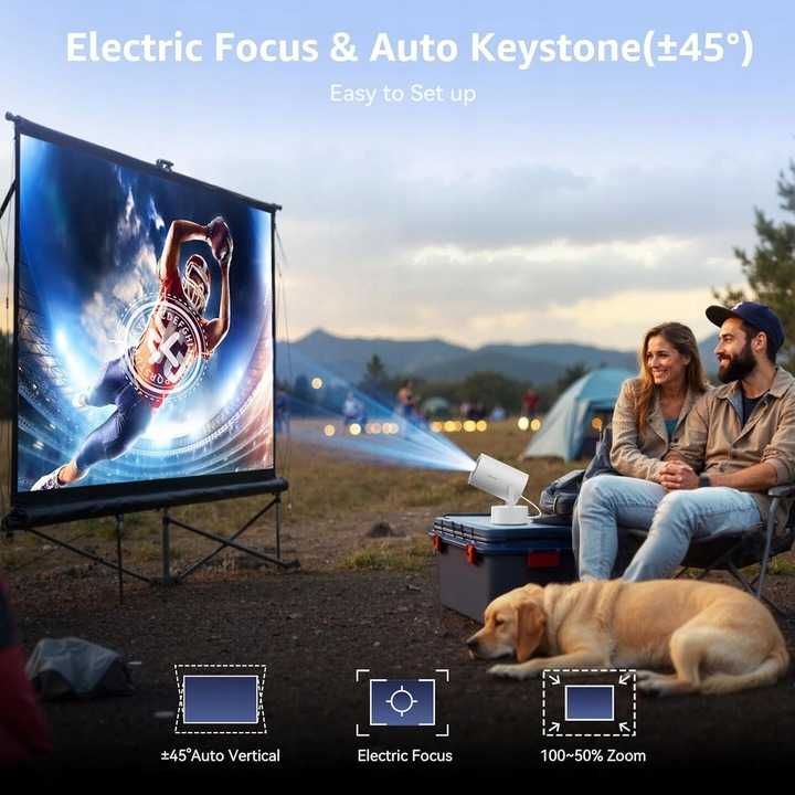 Projektor rzutnik Android 11 z WiFi i Bluetooth przenośny z baterią