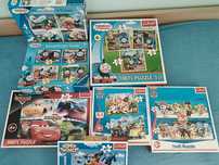 Puzzle Tomek i przyjaciele, psi patrol, super wings, auta McQueenen