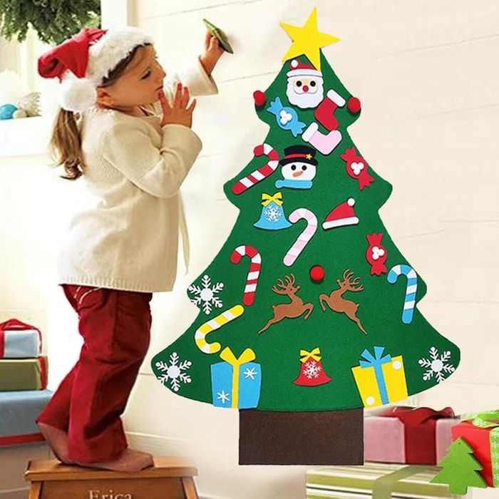 Choinka Ze Zdejmowanymi Ozdobami z Filcu DIY Świąteczna Dekoracja