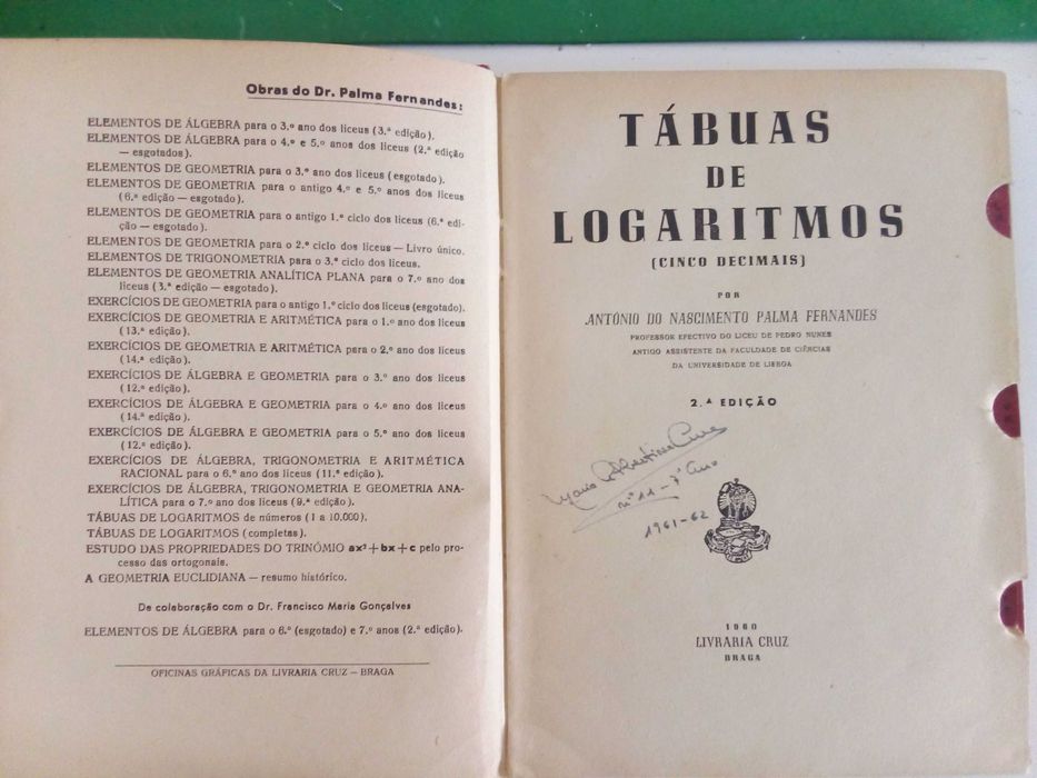 Tábuas de Logarítimos (Cinco decimais)