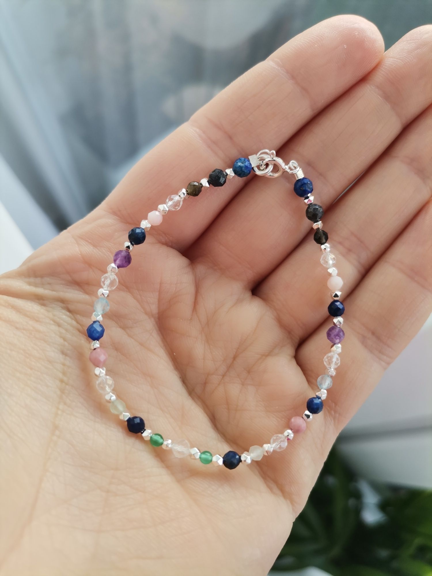 Bransoletka Strzelec kamienie szafir lapis topaz srebro 925 Awenturyn