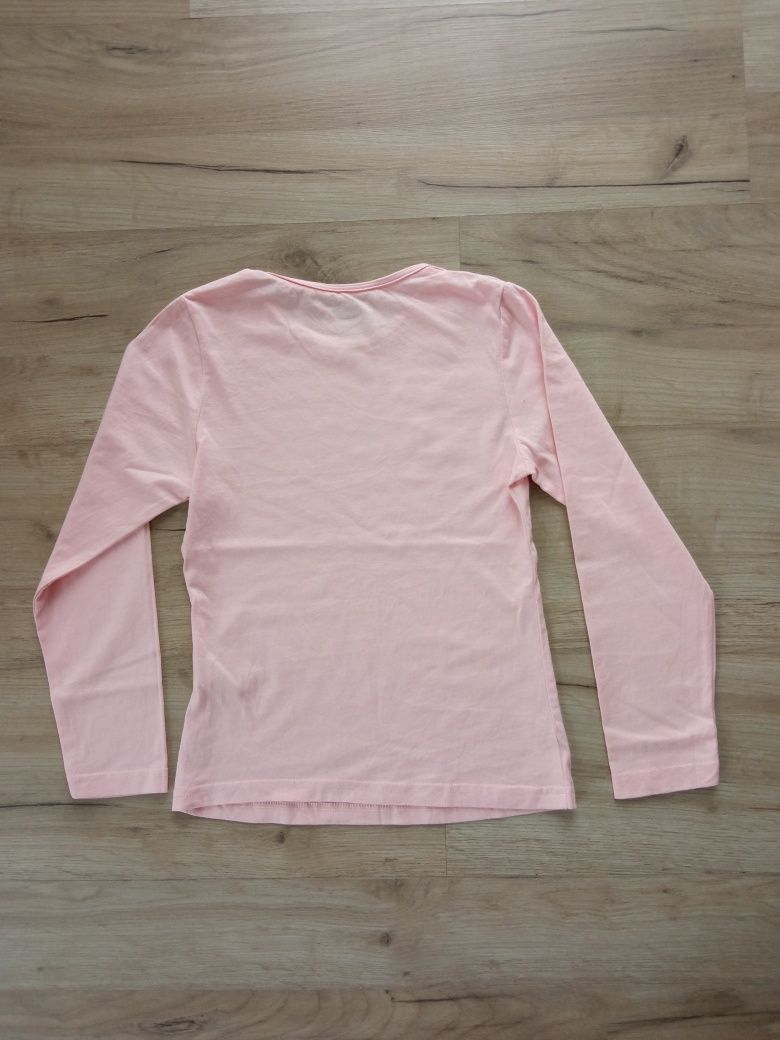 Różowa bluzka dziewczęca z długim rękawem, rozmiar 122/128