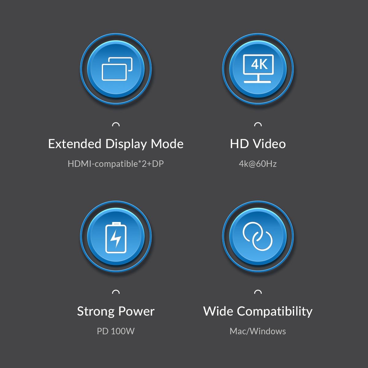 Orico USB-C Thunderbolt Концентратор HUB Док-Станция 4K/60 Hz/PD100W