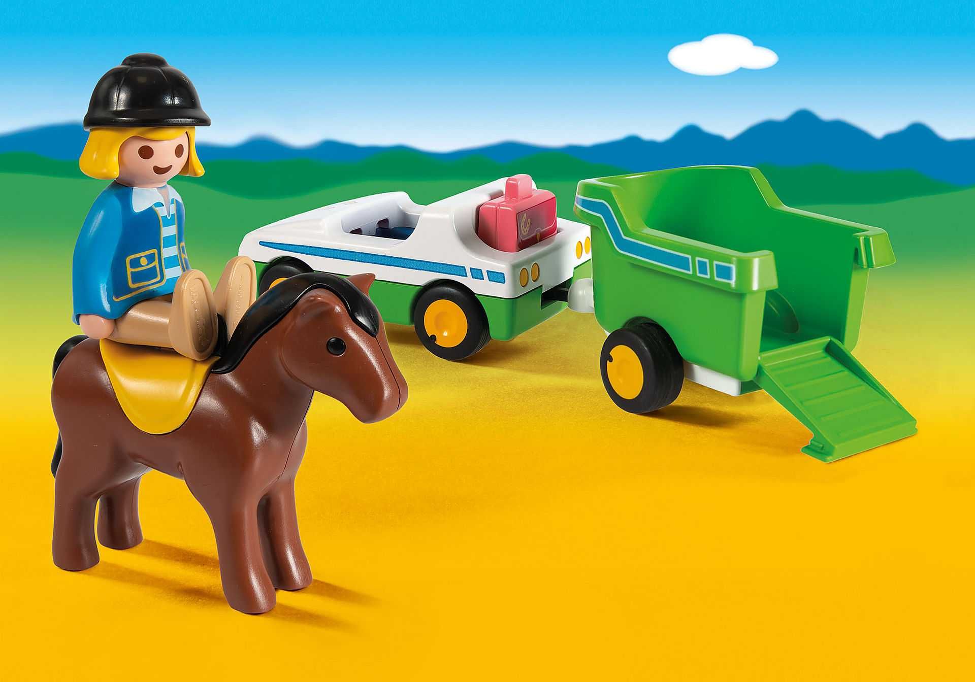 Playmobil 1 2 3 Samochód z Przyczepą Dla Konia 70181 *NOWY*