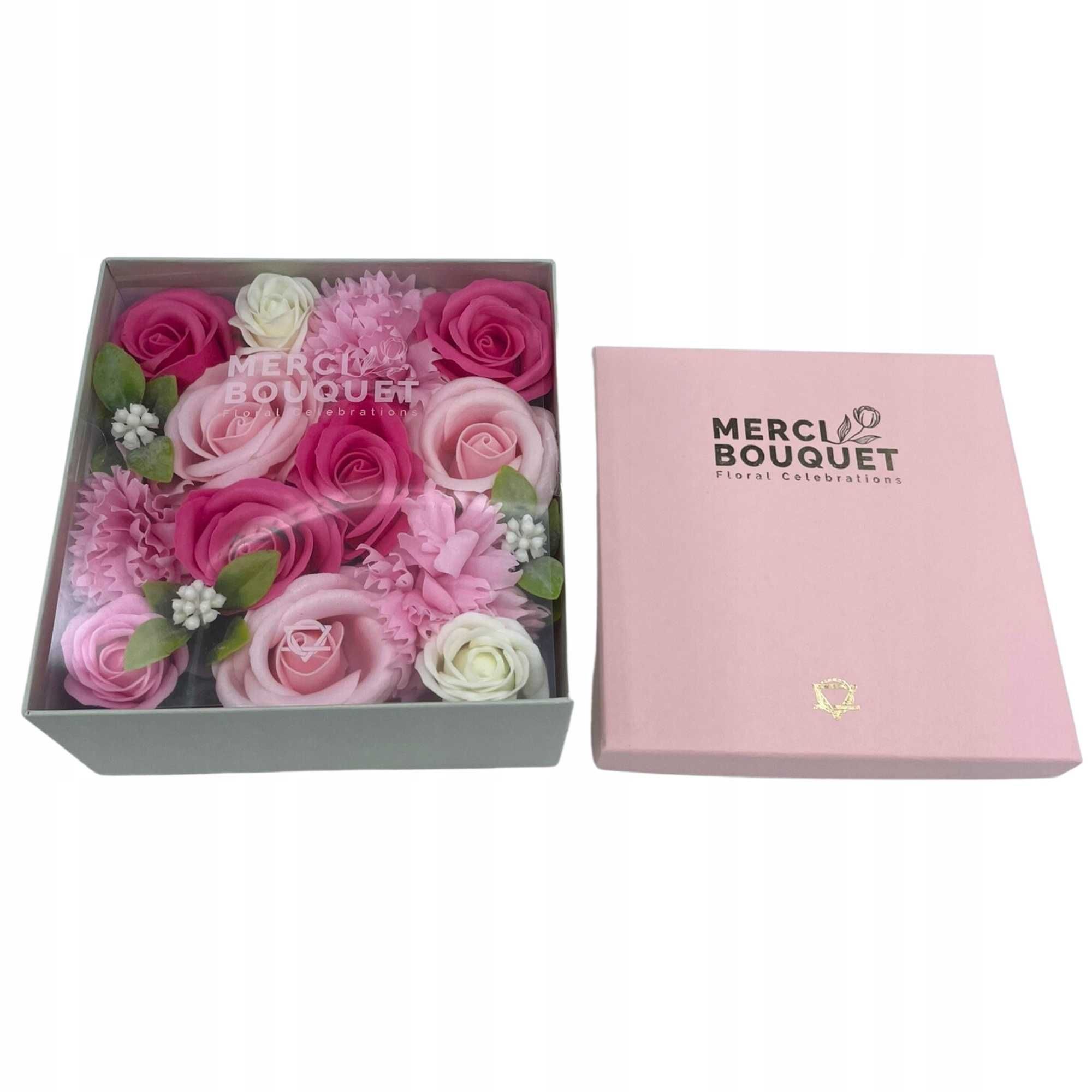 Kwadratowy Mydlany Flower Box - Róż