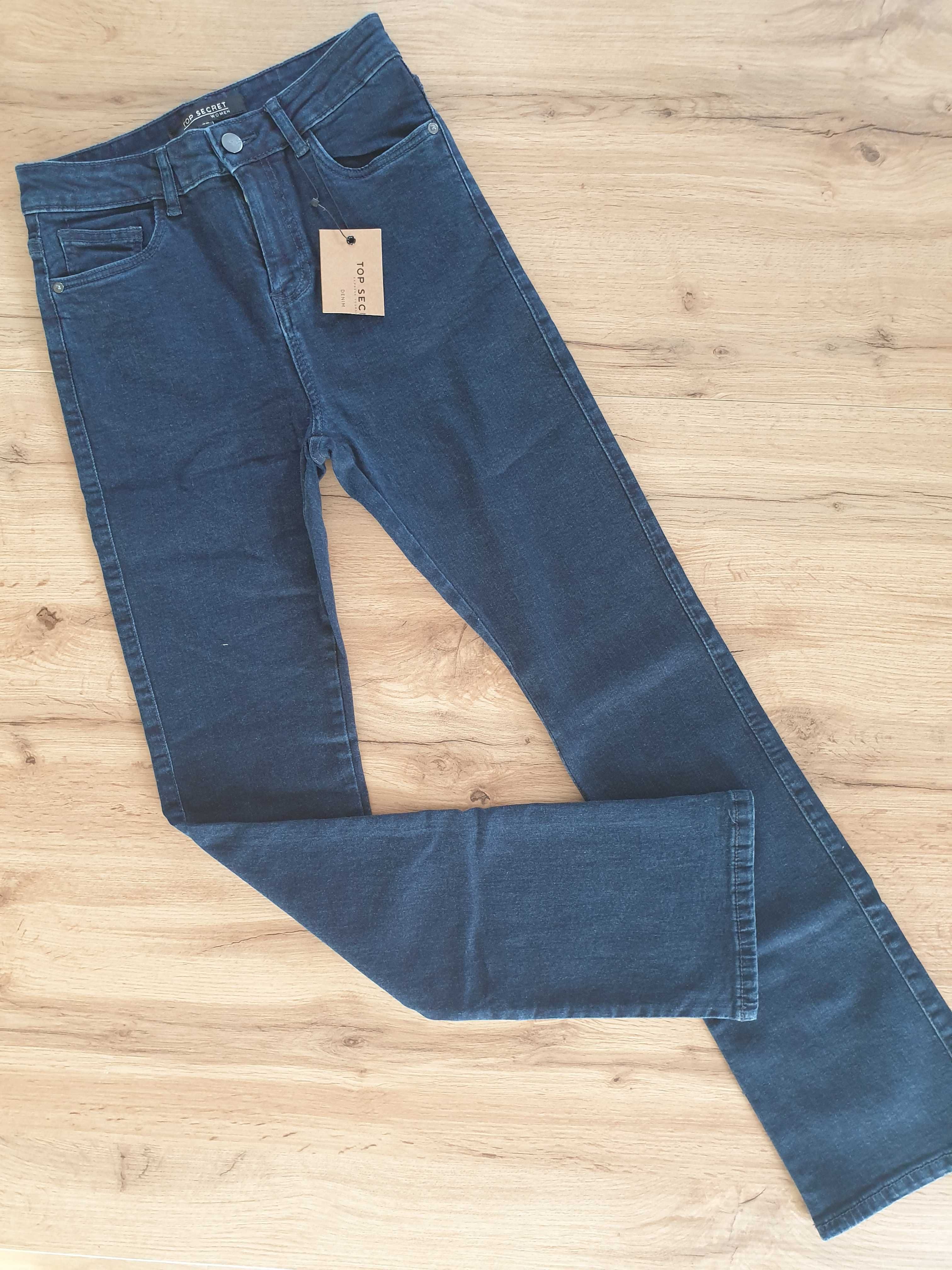 Nowe spodnie jeansowe, 99% bawełna, Top secret, rozmiar 36