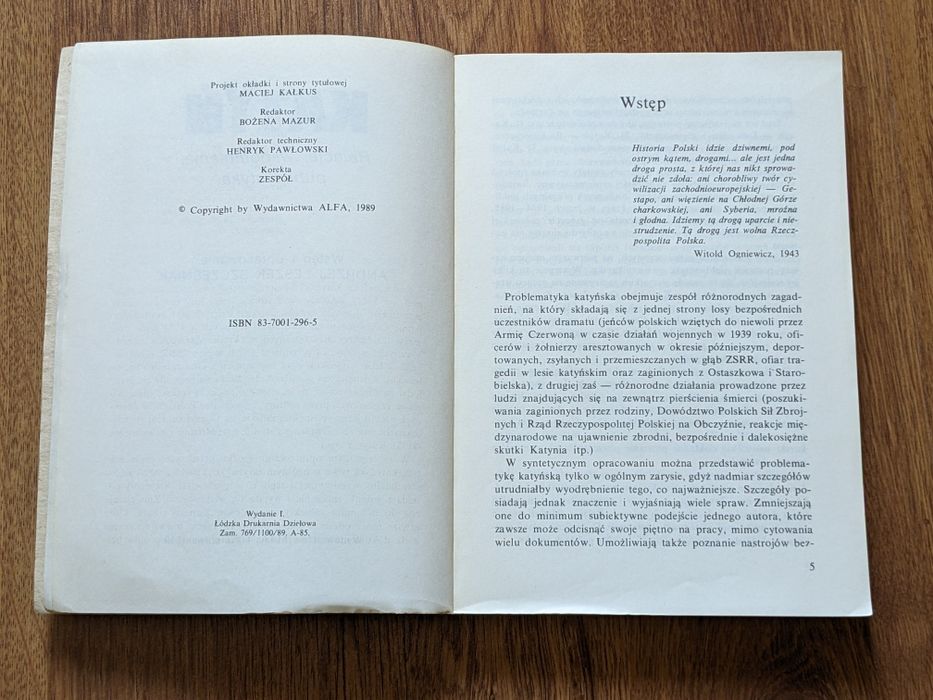 Książka Katyń A. L. Szcześniak