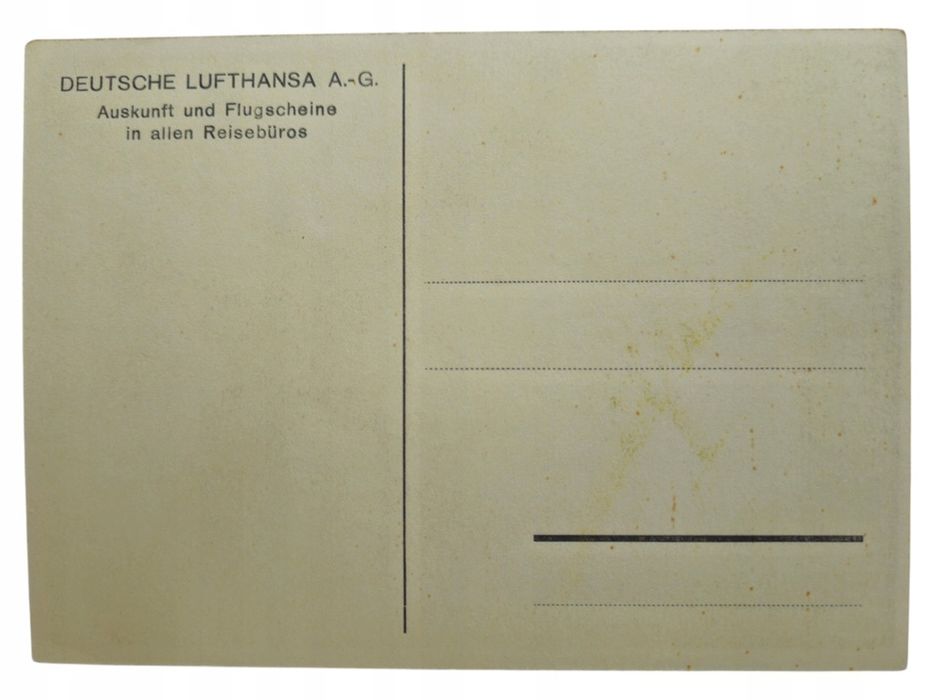 1x Deutsche Lufthansa Pocztówka Junkers Ju 52 Oryginał Lata '30