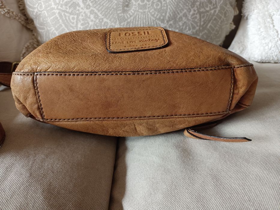 Fossil Listonoszka Crossbody Ruda Brązowa Koniakowa Camel Skóra