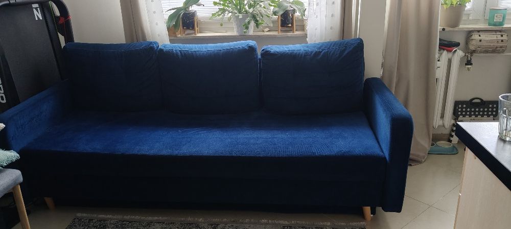 Sofa kanapa rozkładana niebieska 210x90