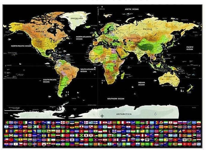 Mapa świata - zdrapka z flagami