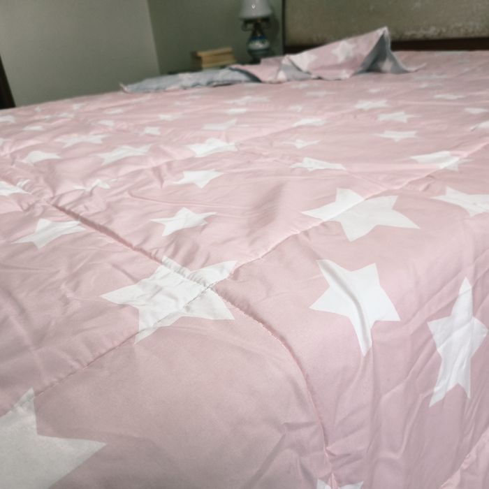 Edredão de inverno inversível cor-de-rosa/ cinza (250/270)