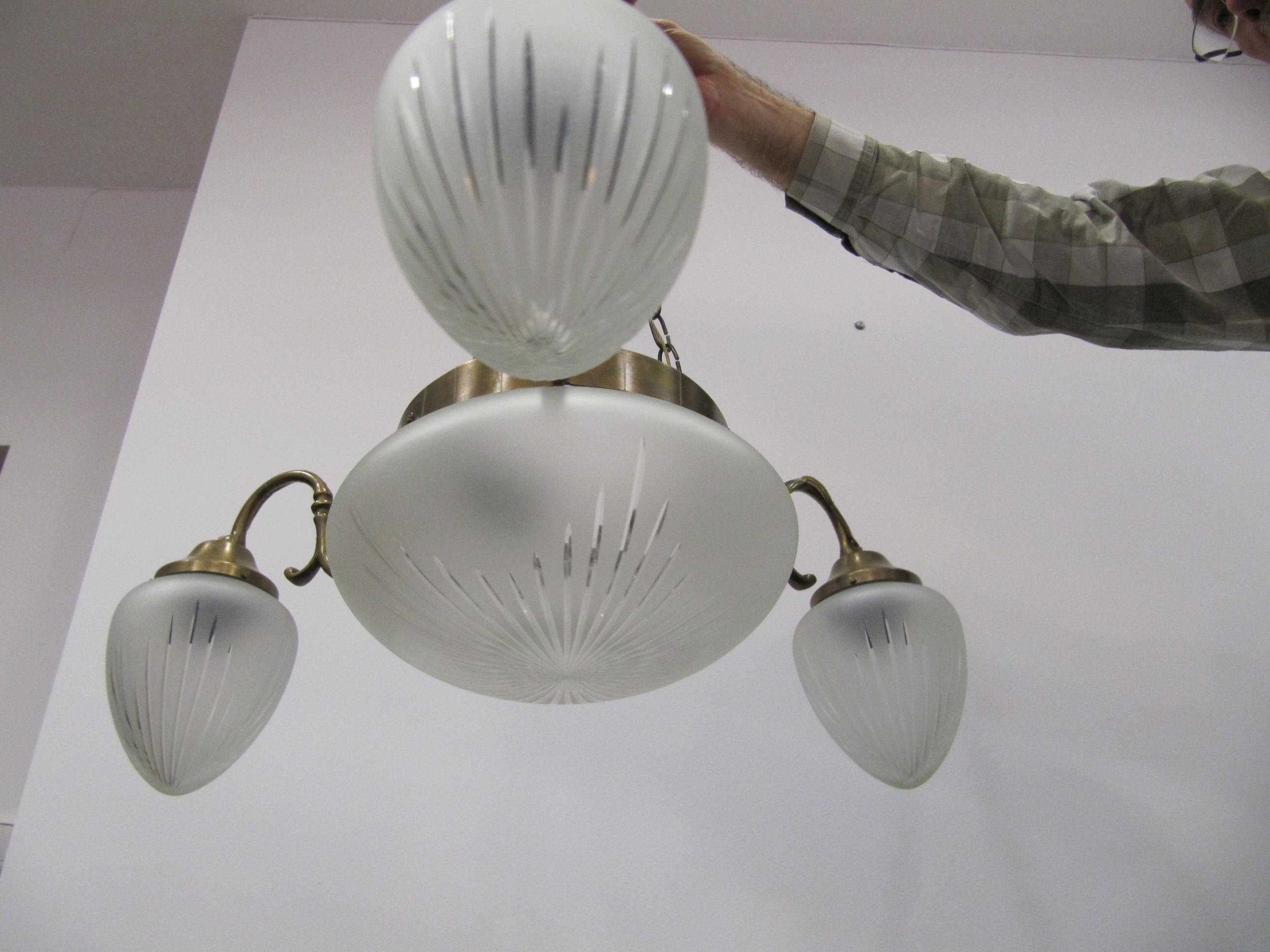 elegancki mosiężny żyrandol 3 - ramienny + lampa biurkowa