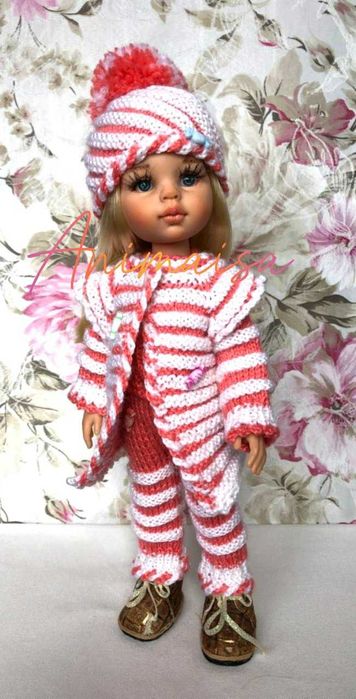 Вязаные  милые комплекты    одежды для кукол Паола Рейна 32 -34 см