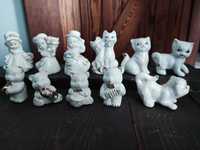 Duży zestaw porcelanowych figurek koty misie pani