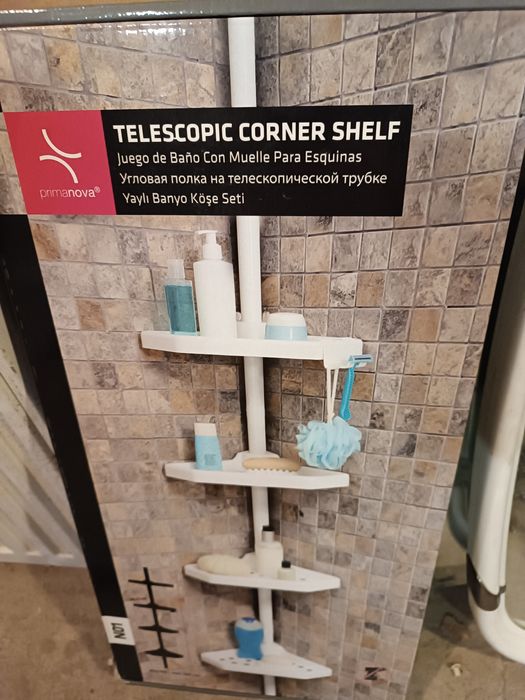 Телескопічна, углова поличка для ванної кімнати