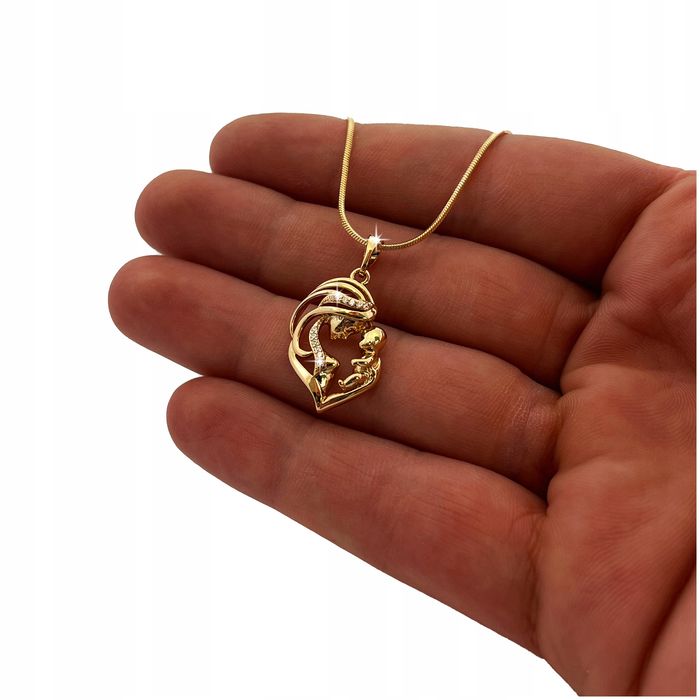 Złoty Naszyjnik Stal Chirurgiczna Łańcuszek Żmijka + Zawieszka Z Cyrko