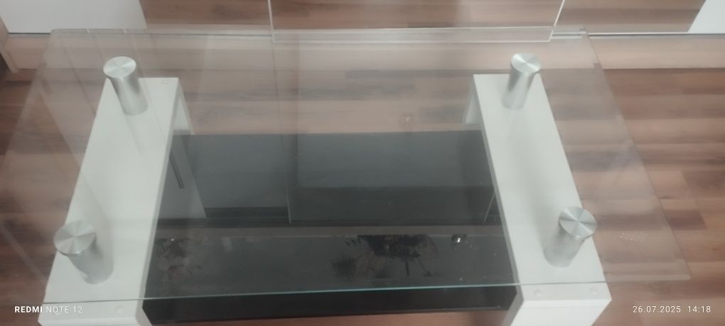 Stolik ława biało czarna