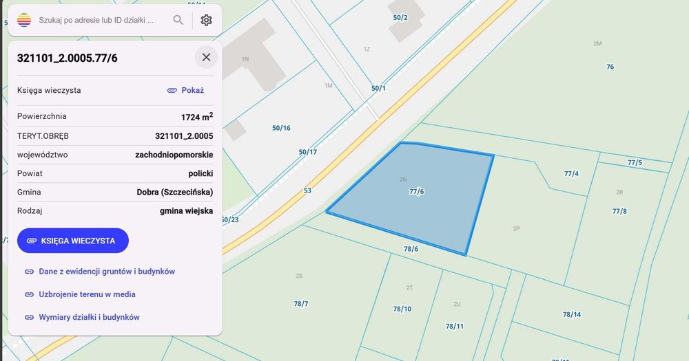 Działka budowlana, uzbrojona, Grzepnica, 1724m2