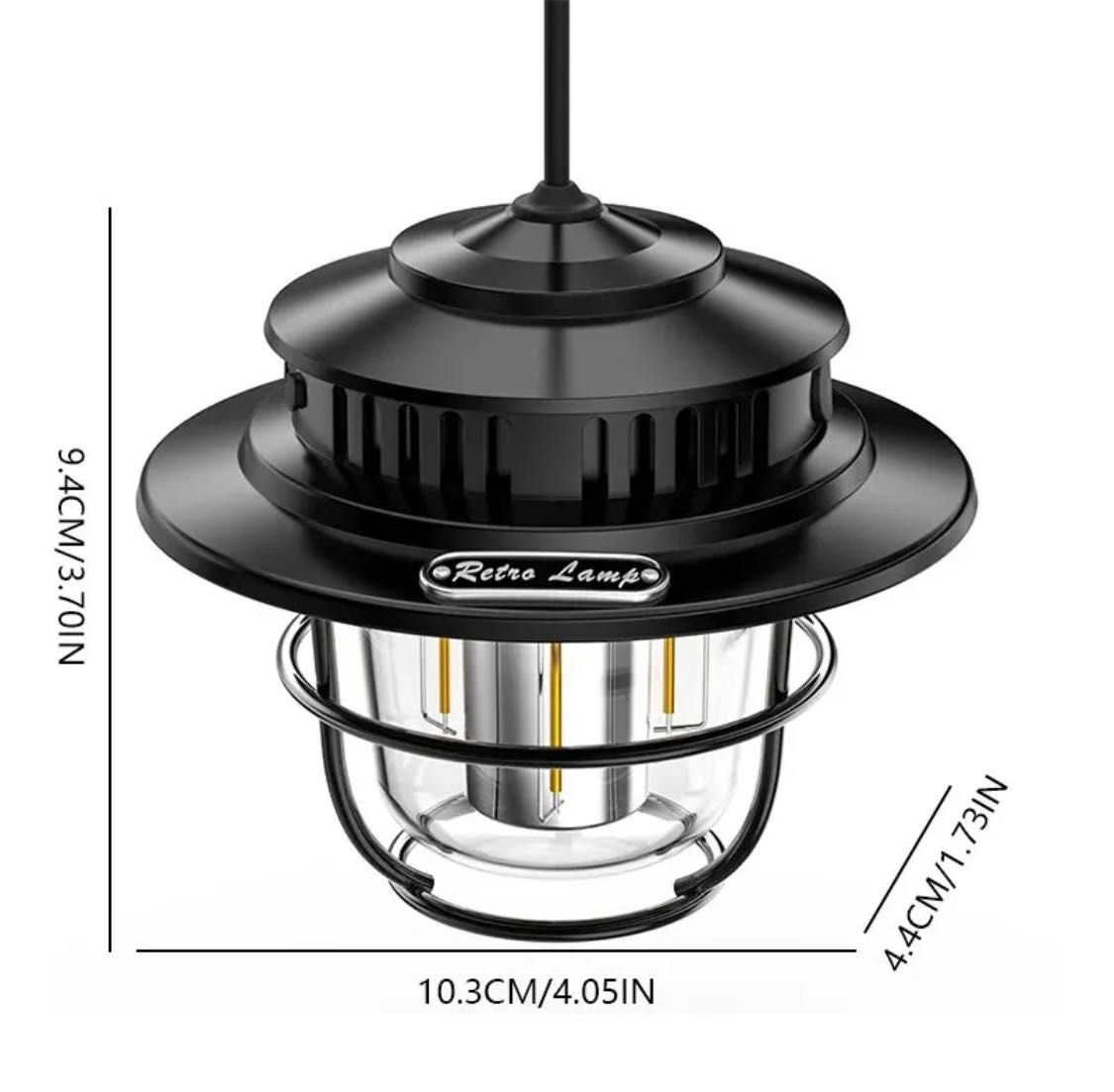 Lampka camping wisząca USB 3 tryby wodoodporna retro latarenka