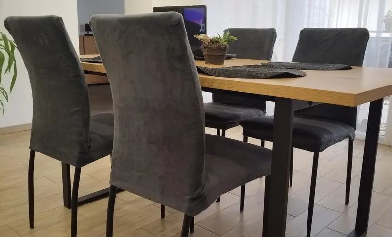 Zestaw 6 pokrowców na krzesła GRAFIT elastyczny welur grube pokrowce