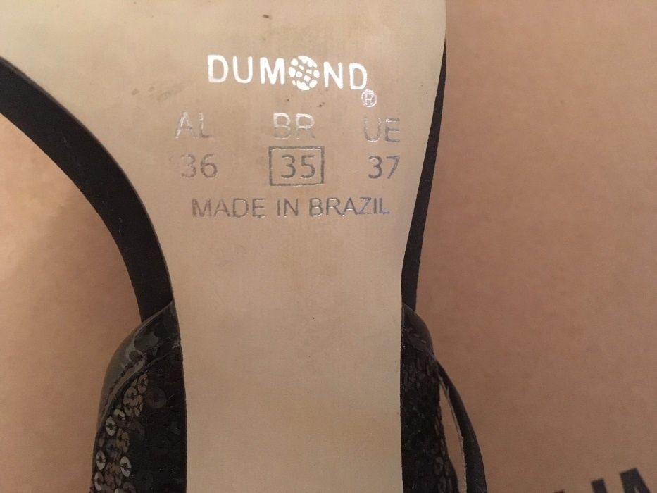 Босоножки бренд "Dumond" Бразилия р37, кожа, атлас, пайетки