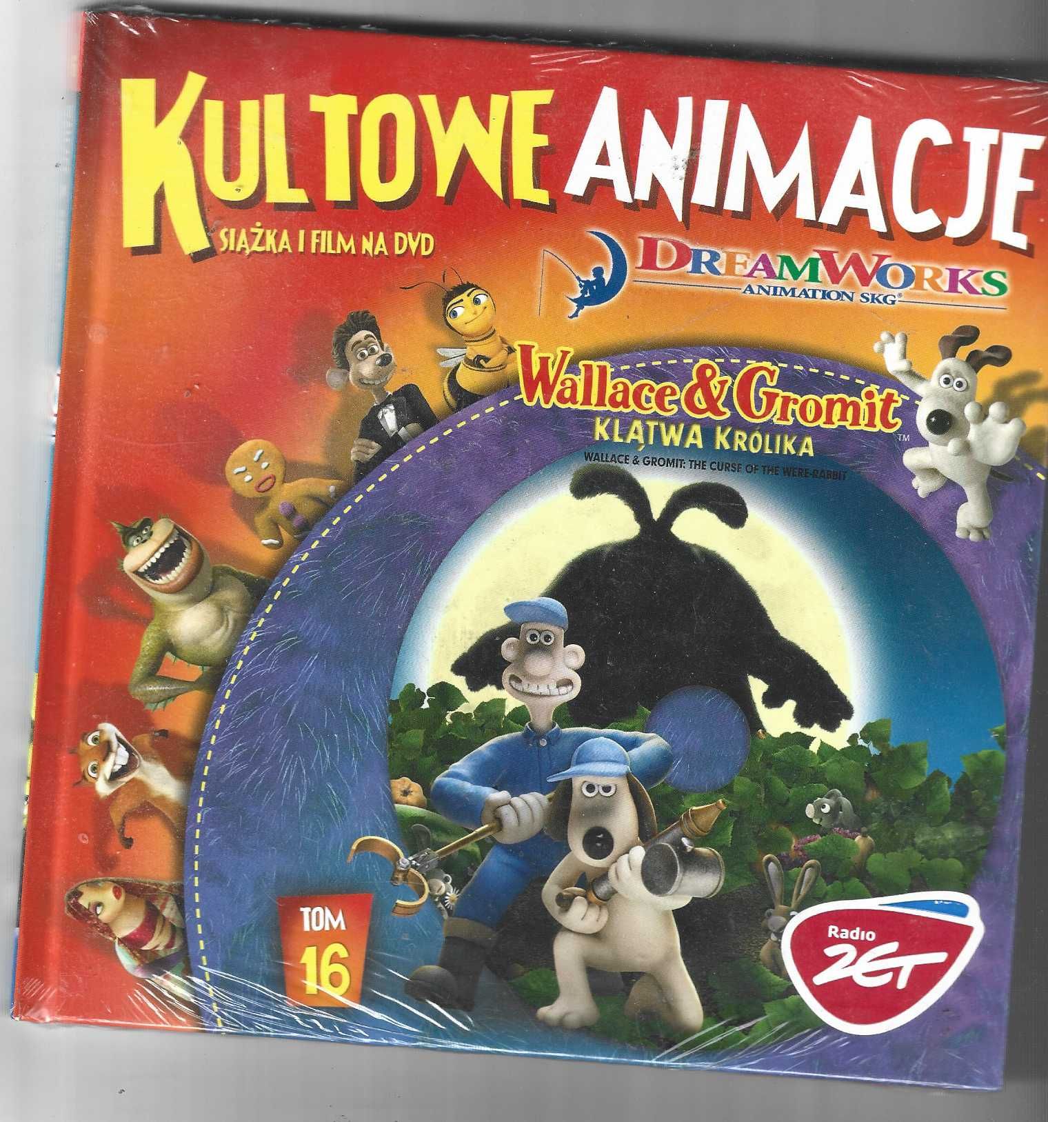 Kultowe animacje t.16 Wallace Gromit DVD książka folia