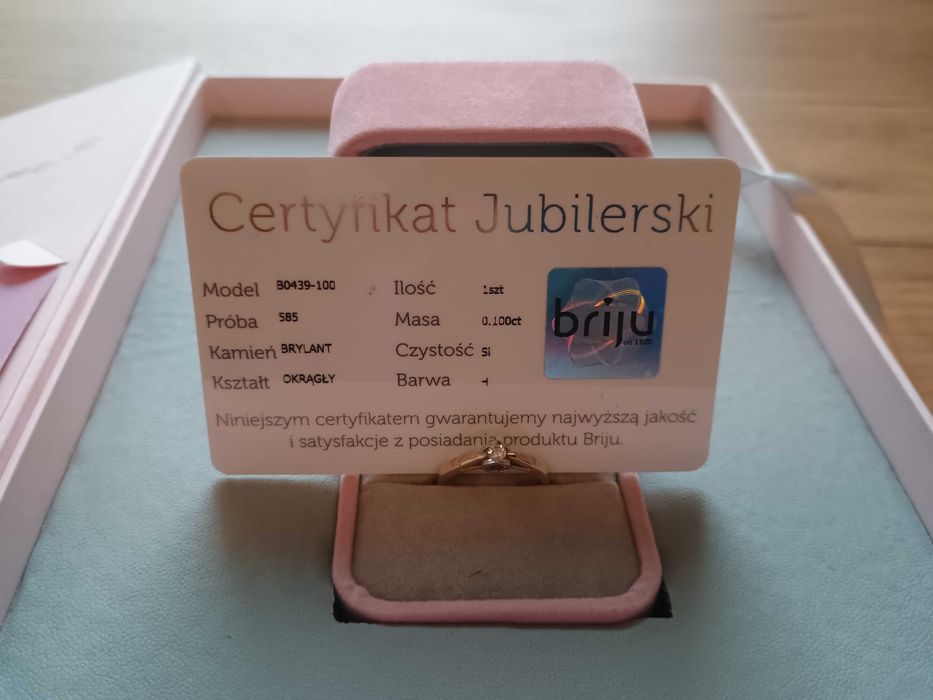 Złoty Pierścionek Amazing Briju z Brylantem