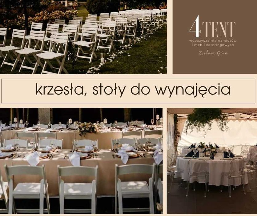 wynajem stoły, krzesła, stoliki koktajlowe, namioty