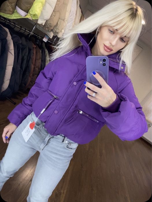Демісезон зимова куртка вкорочений бомбер пуфер пуховик молодіжні zara