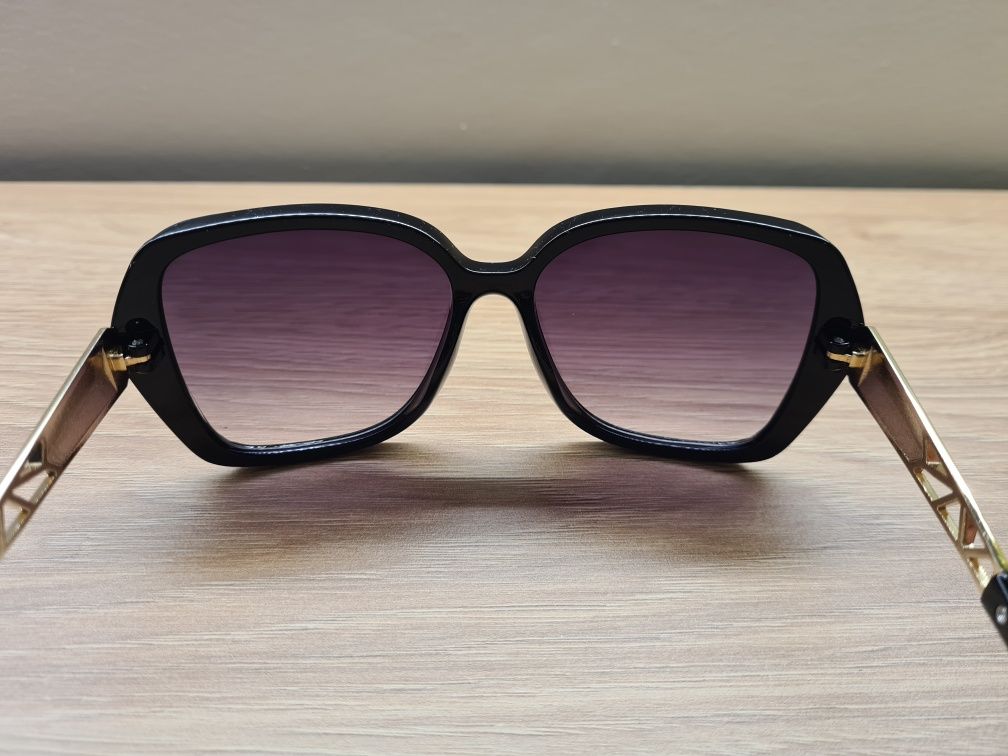Nowe Damskie Okulary Przeciwsłoneczne Polaryzacyjne UV400 Czarne Złote