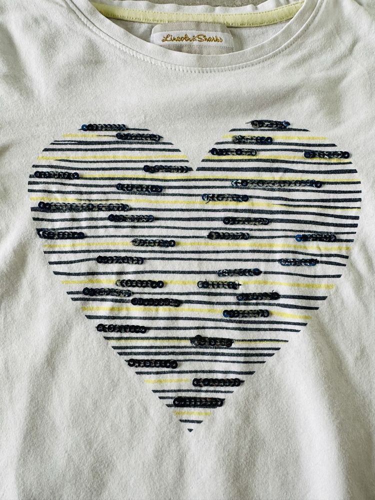 Smyk T-Shirt dziewczęcy koszulka bawełna rozmiar 140 serce!