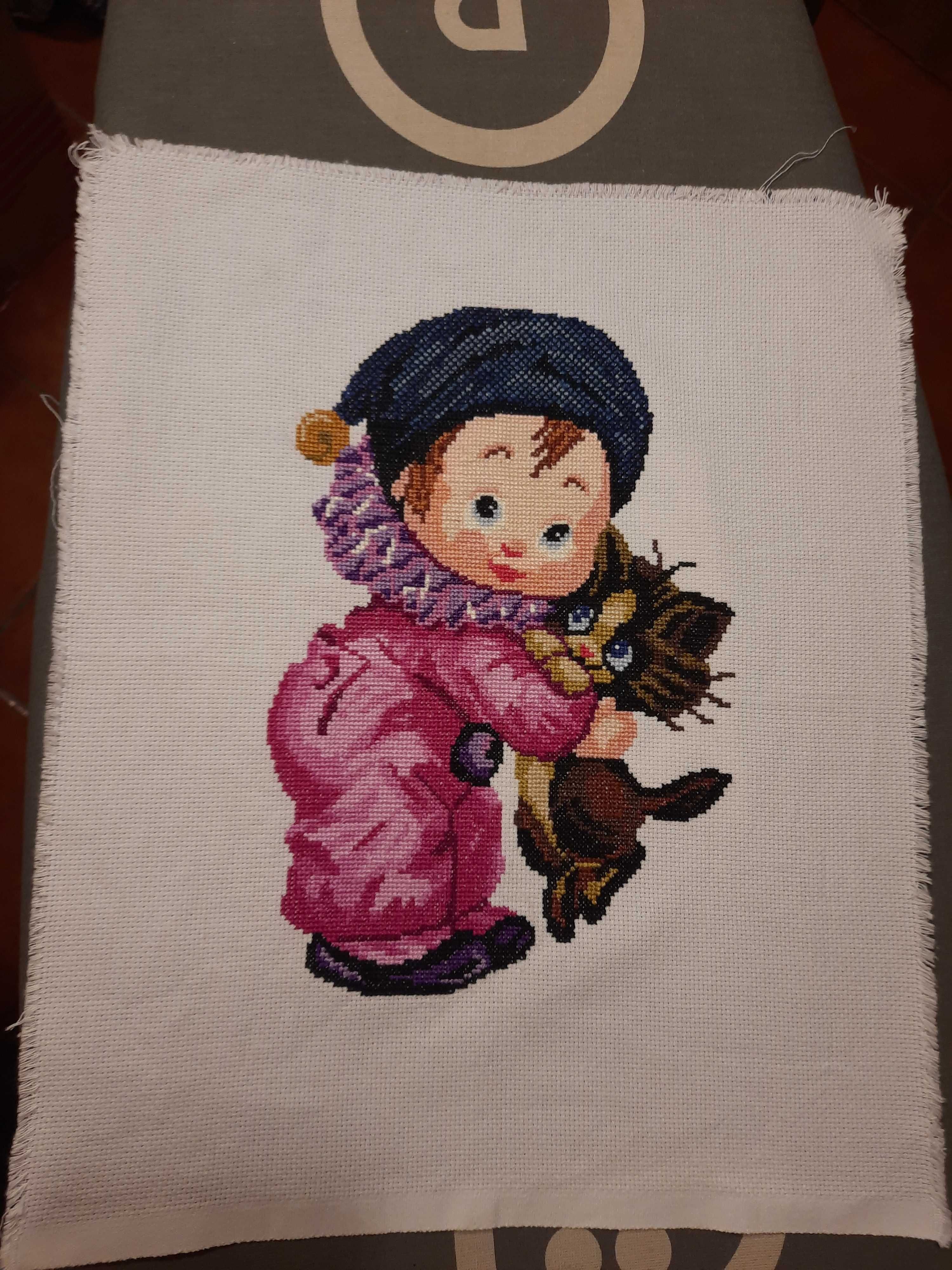 Quadro sem moldura em ponto de cruz
