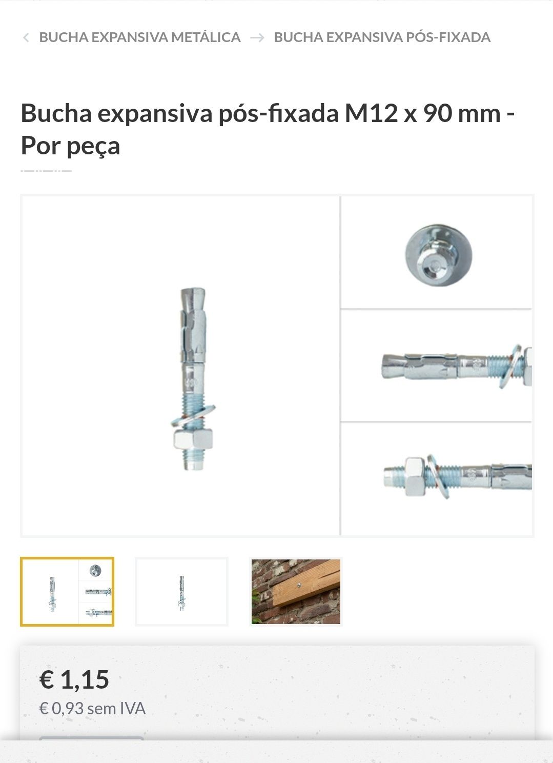 Bucha expansiva M12 90mm para betão