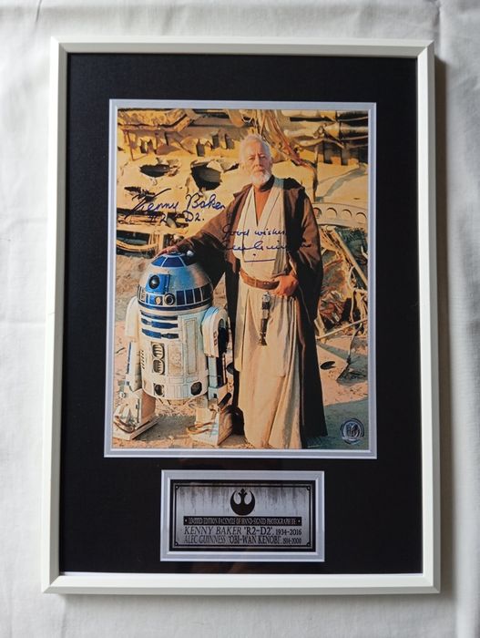 Moldura Star Wars Obi Wan Kenobi & R2-D2 com Autógrafos (A4)