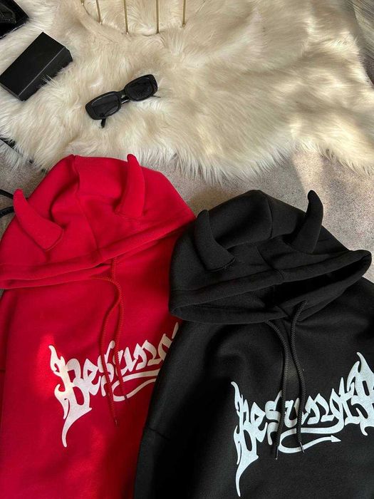 Жіноче/Чоловіче худі з ріжками— оверсайз, фліс батник/толстовка/худи