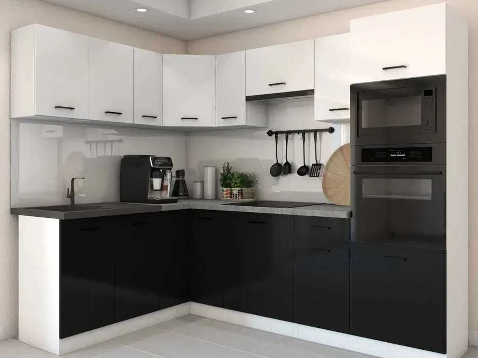 narożne meble kuchenne kuchnia połysk producent mebli na wymiar 4,2m