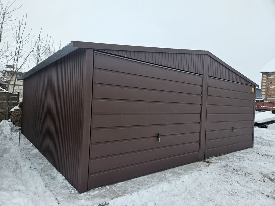 6x5.5 ŚLĄ Brązowy Garaże Blaszane Garaż Blaszany Blaszaki Blaszak