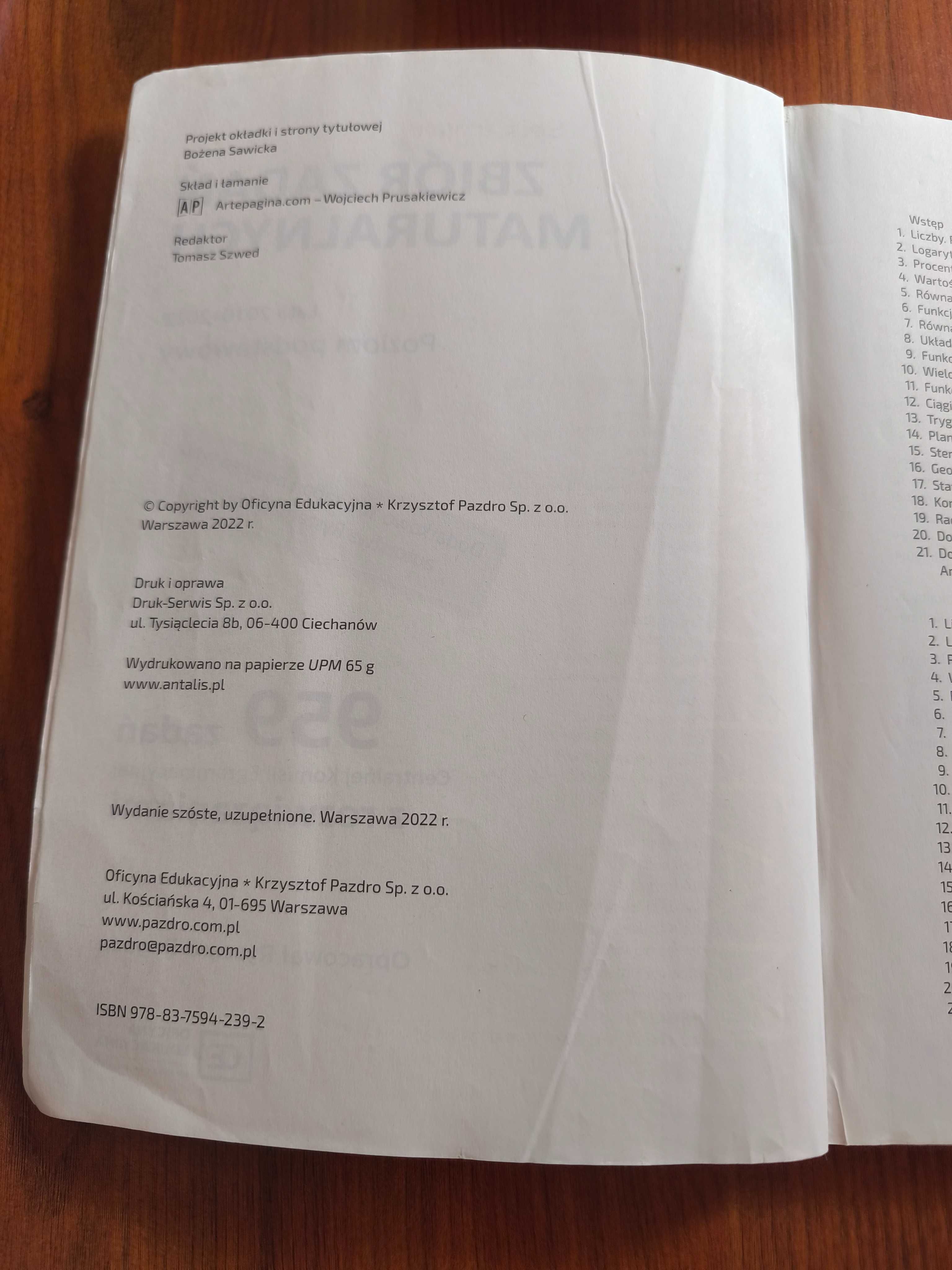 Zbiór zadań maturalnych Matematyka poziom podstawowy,