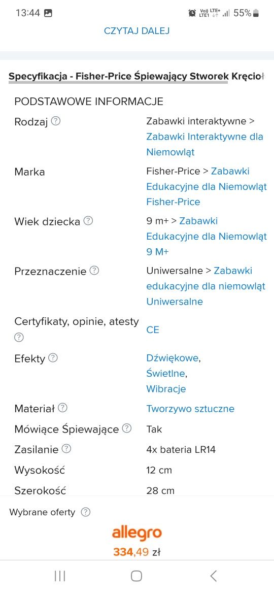 Śpiewający stworek kręciołek Fischer Price