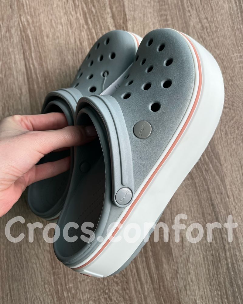 Крокси жіночі крокбенд платформ сірі, crocs crocband platform