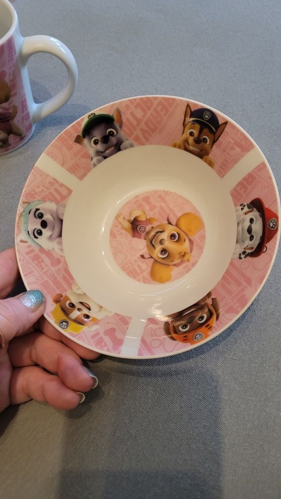 Psi patrol skay,  zestaw ceramiczny sniadaniowy.