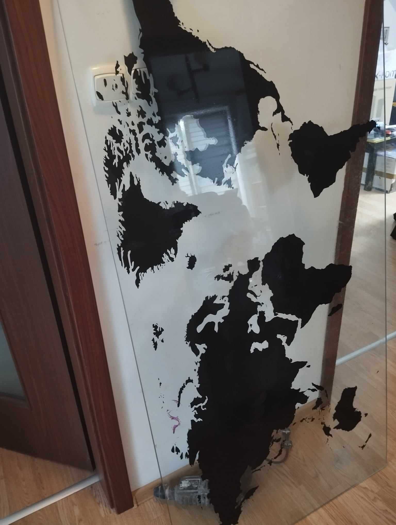 GRUBY SZKLANY Blat do biurka mapa świata IKEA