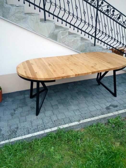 Stół 100+2 wkładki po 50 Loft dębowy Okrągły rozkładany