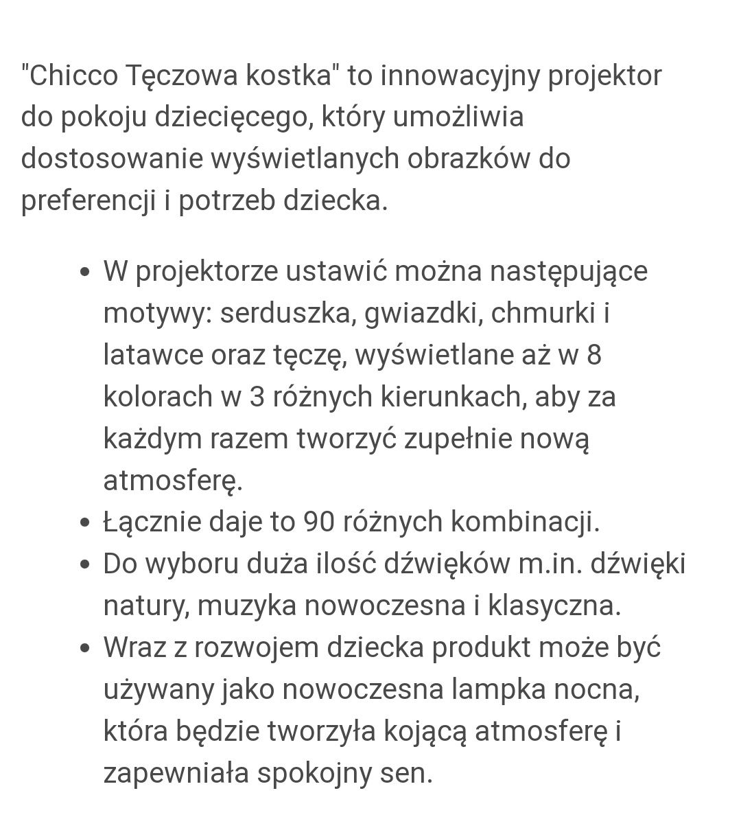 Projektor z melodiami, lampka Tęczowa Kostka Chicco niebieska