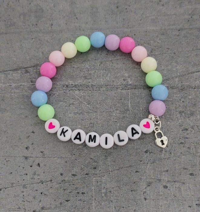 Bransoletka imię imienna z napisem koraliki zawieszka