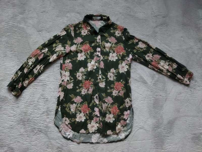 Koszula bluzka damska Reserved w kwiaty. Piękna zieleń. Rozmiar 38