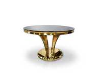 Złoty stół okrągły Glamour T-977-1 -GOLD nowoczesny śr.100 cm od ręki
